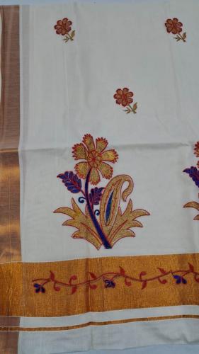 PL KERALA EMBROIDERY SAREE