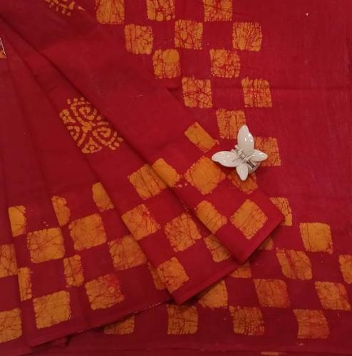 PL COTTON SAREES WITH WAX DOT PRINT DESIGNS