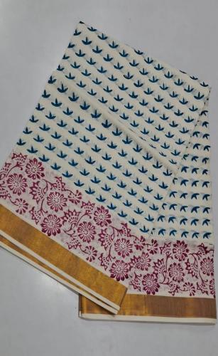 PL Saree Kerala Hand Block Printing