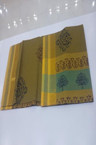PL Salem Sarees Hand Block Printed Saree