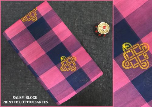 Salem Block Print Cotton Sarees