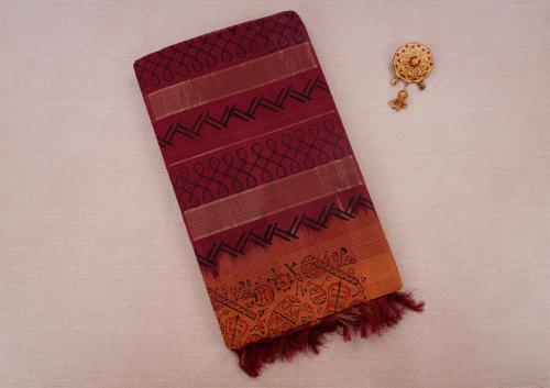 Manamedu Block Printed Sarees With Blouse