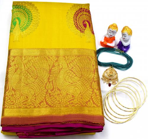 ARNI SILK HALF FINE ZARI SAREE WITH BLOUSE