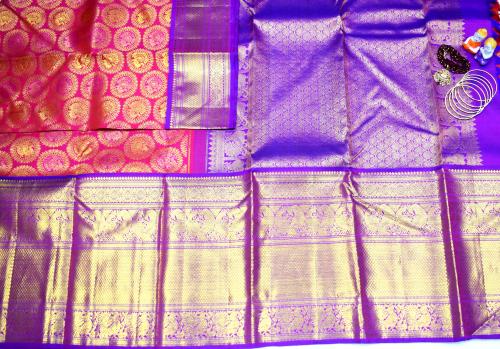 ARNI SILK HALF FINE ZARI SAREE WITH BLOUSE