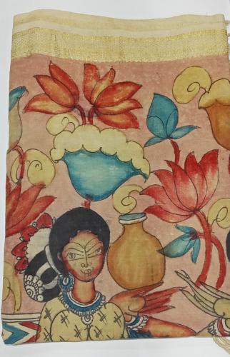 Kalamkari Embroidery Master work Cotton Saree