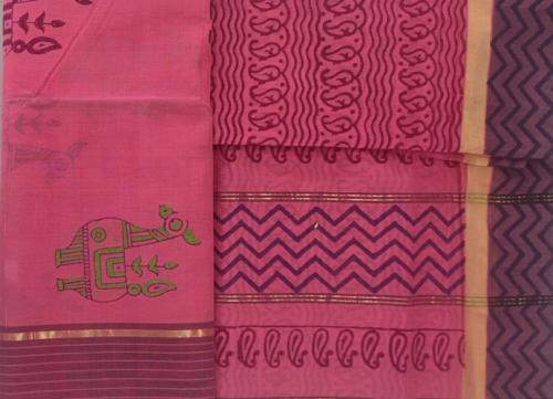 MANAMEDU BLOCK PRINTED SAREES WITH BLOUSE