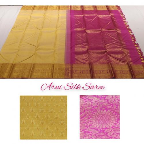 ARNI SILK HALF FINE ZARI SAREE WITH BLOUSE