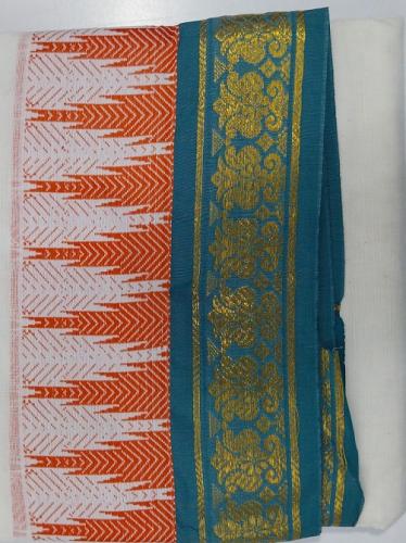 PV X COTTON TEMPLE BORDER DHOTHY 9 X 5