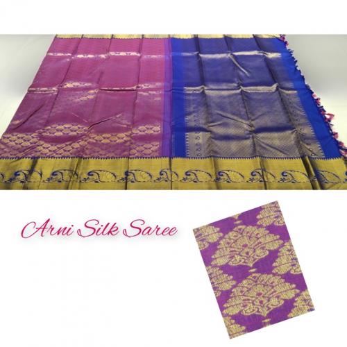 ARNI SILK HALF FINE ZARI SAREE WITH BLOUSE
