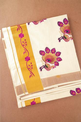PL KERALA EMBROIDERY SAREE