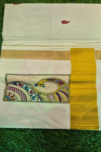PL KERALA EMBROIDERY SAREE