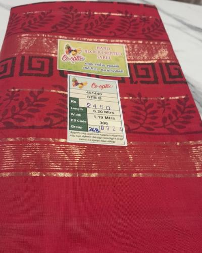 MANAMEDU BLOCK PRINTED SAREES WITH BLOUSE