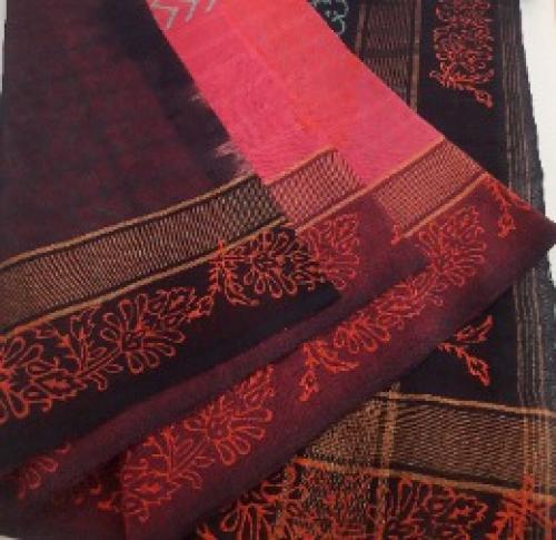 MANAMEDU BLOCK PRINTED SAREES WITH BLOUSE